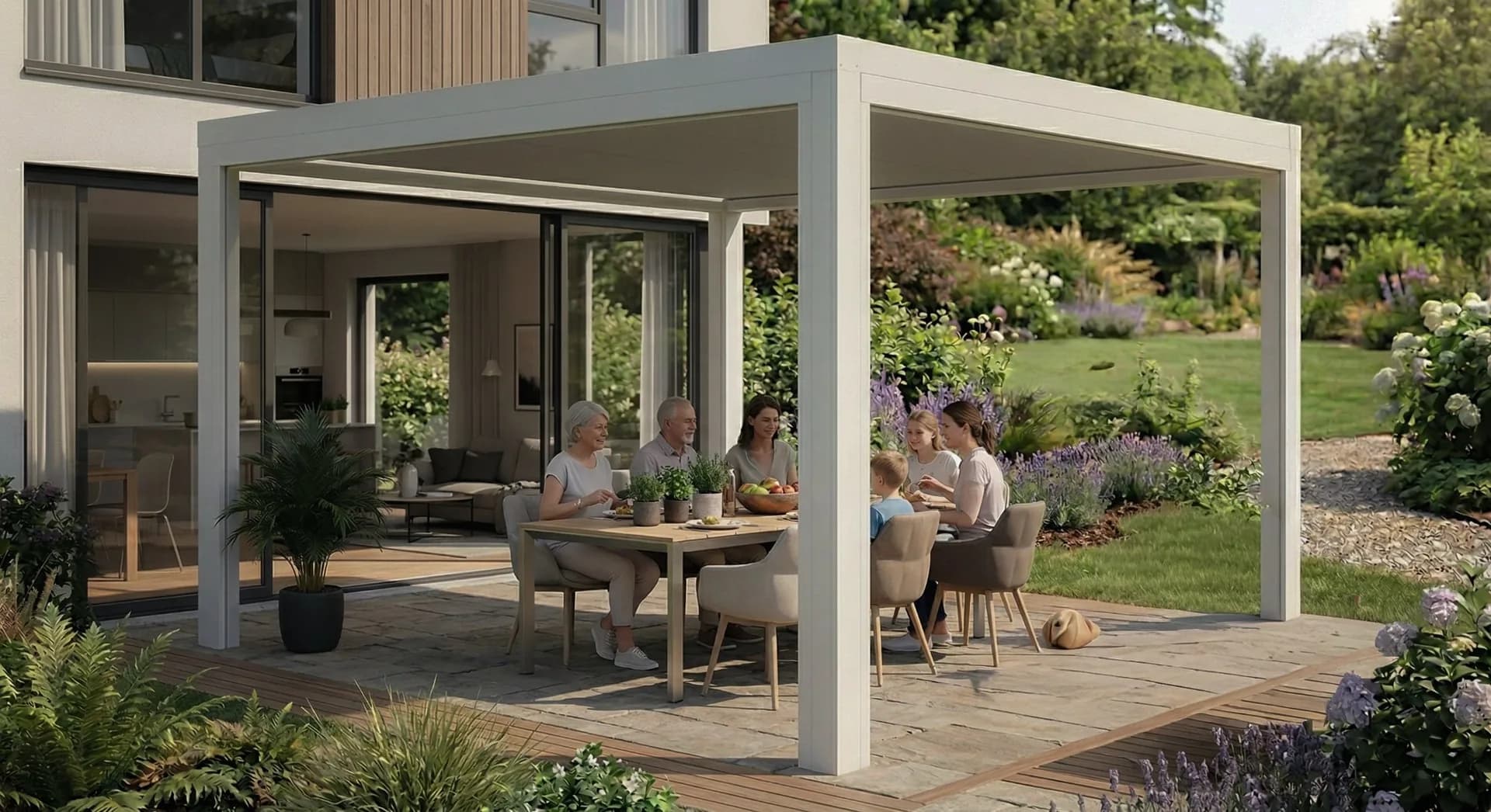 Luxa 100T — Store Horizontal pour Toiture de Terrasse — Un store zip horizontal pour toitures de pergolas et vérandas — toile tendue sous le toit pour filtrer le soleil, l'éblouissement et la chaleur, image 1