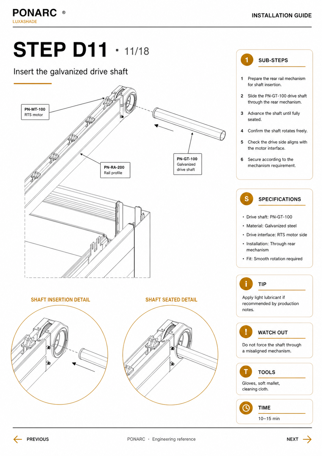 Insert the galvanized drive shaft — illustration