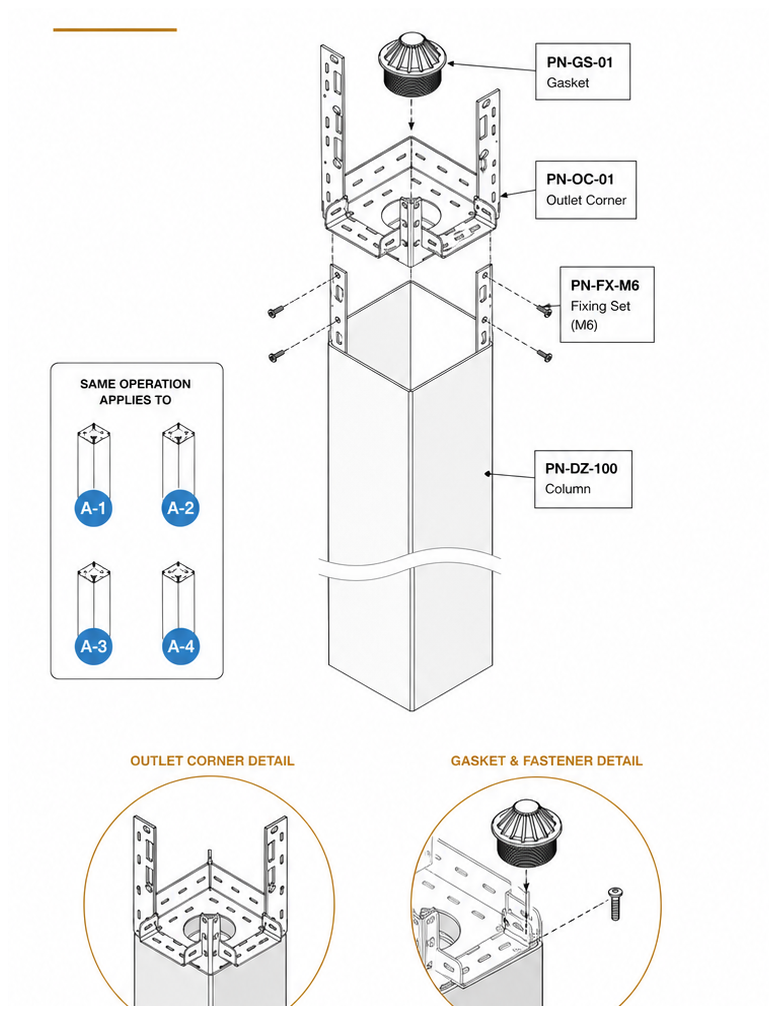 Pre-assemble the corner brackets and helicoils — illustration