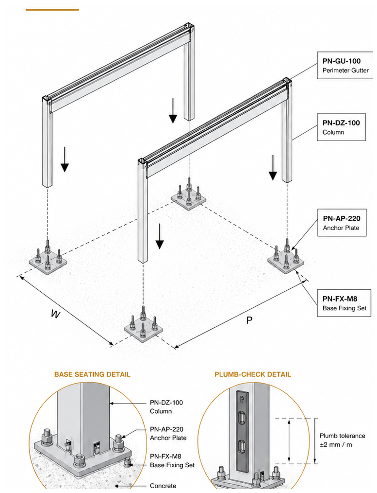 Assemble the long-side ladder frames on the ground — illustration
