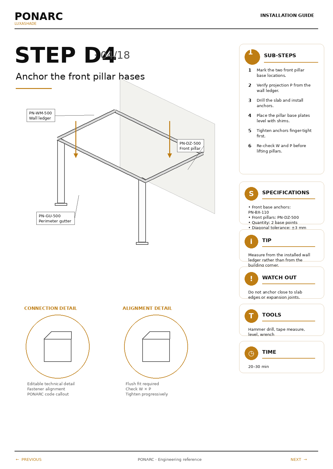 Lift the two front pillars — illustration