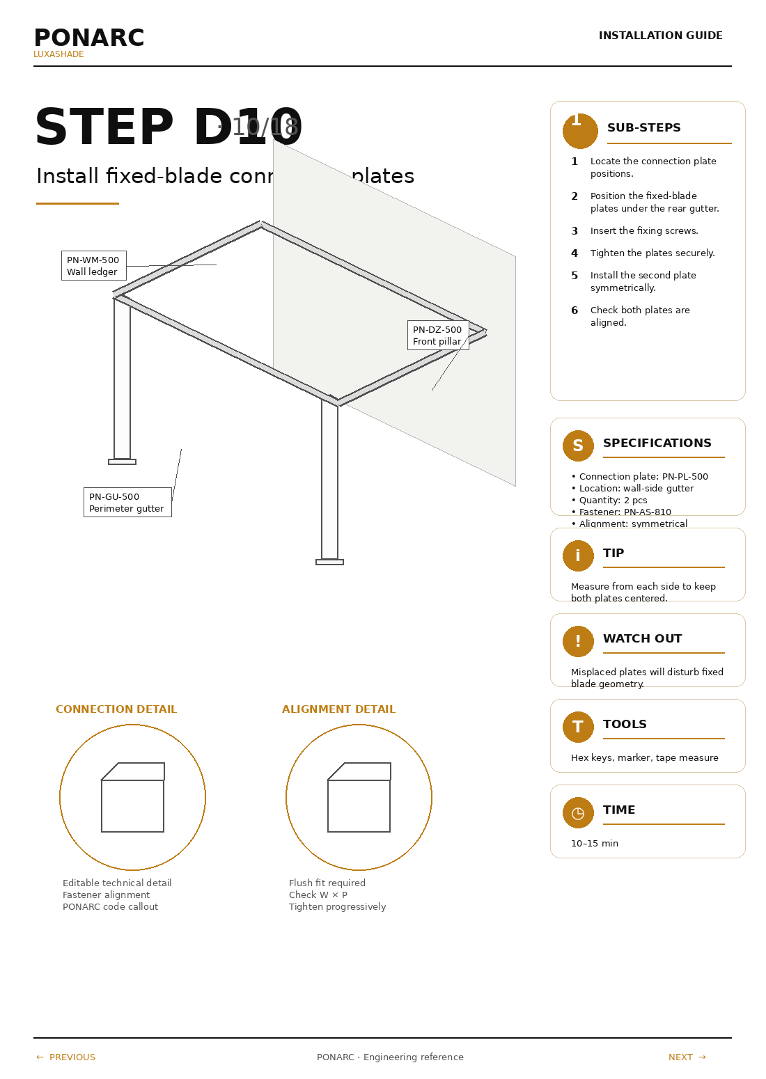 Install the fixed lamella (PN-LM-501) — illustration
