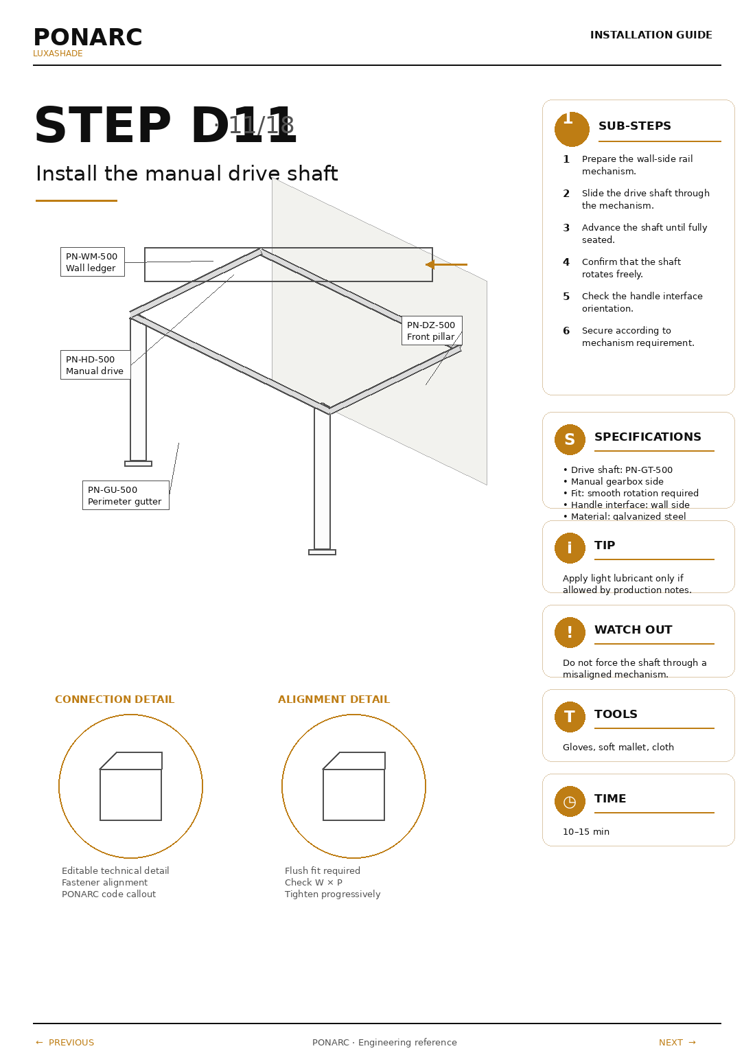 Install opening lamellas (PN-LM-500) — illustration